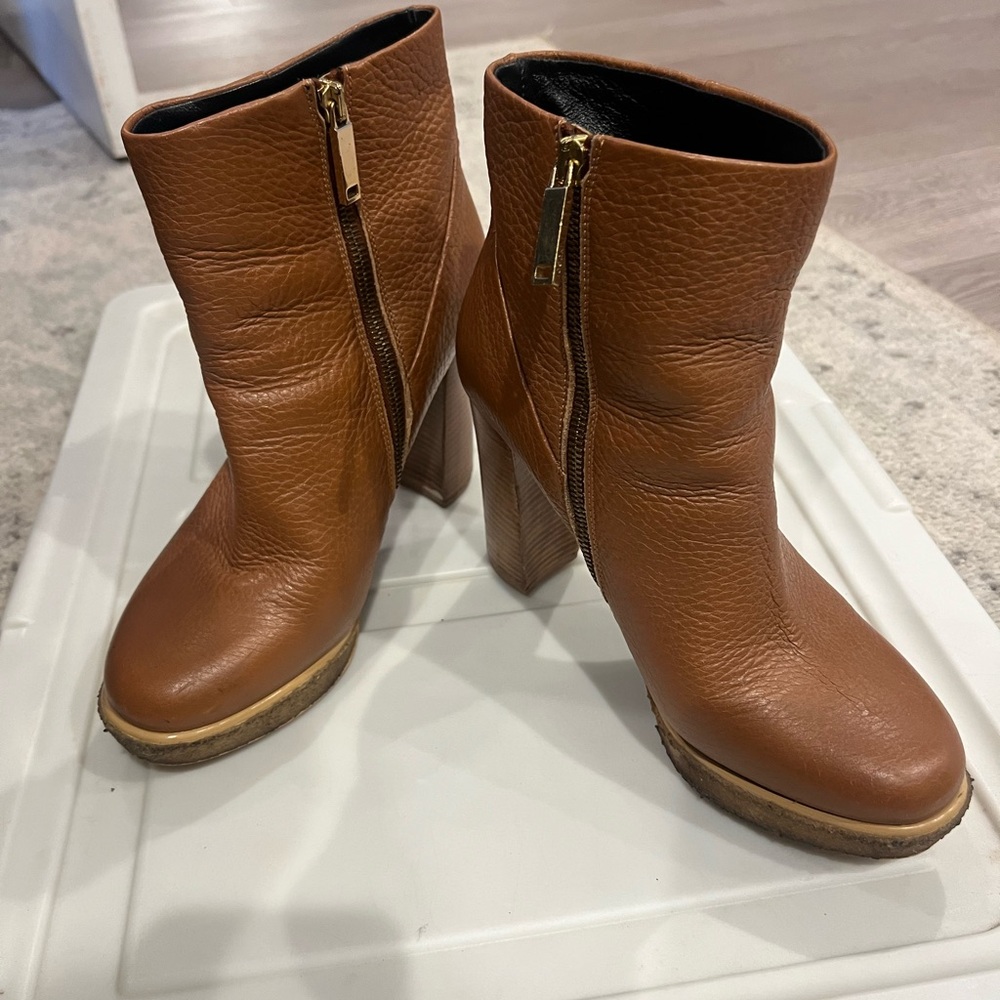 Hugo Boss Brown Leather Ankle Boots